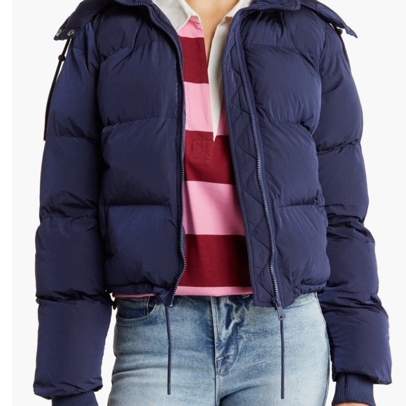 Good American Jackets & Blazers - Good American Dark Blue Puffer Jacket